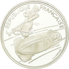 Coin, France, Bobsledding, 100 Francs, 1990, Albertville 92, MS(65-70), Silver