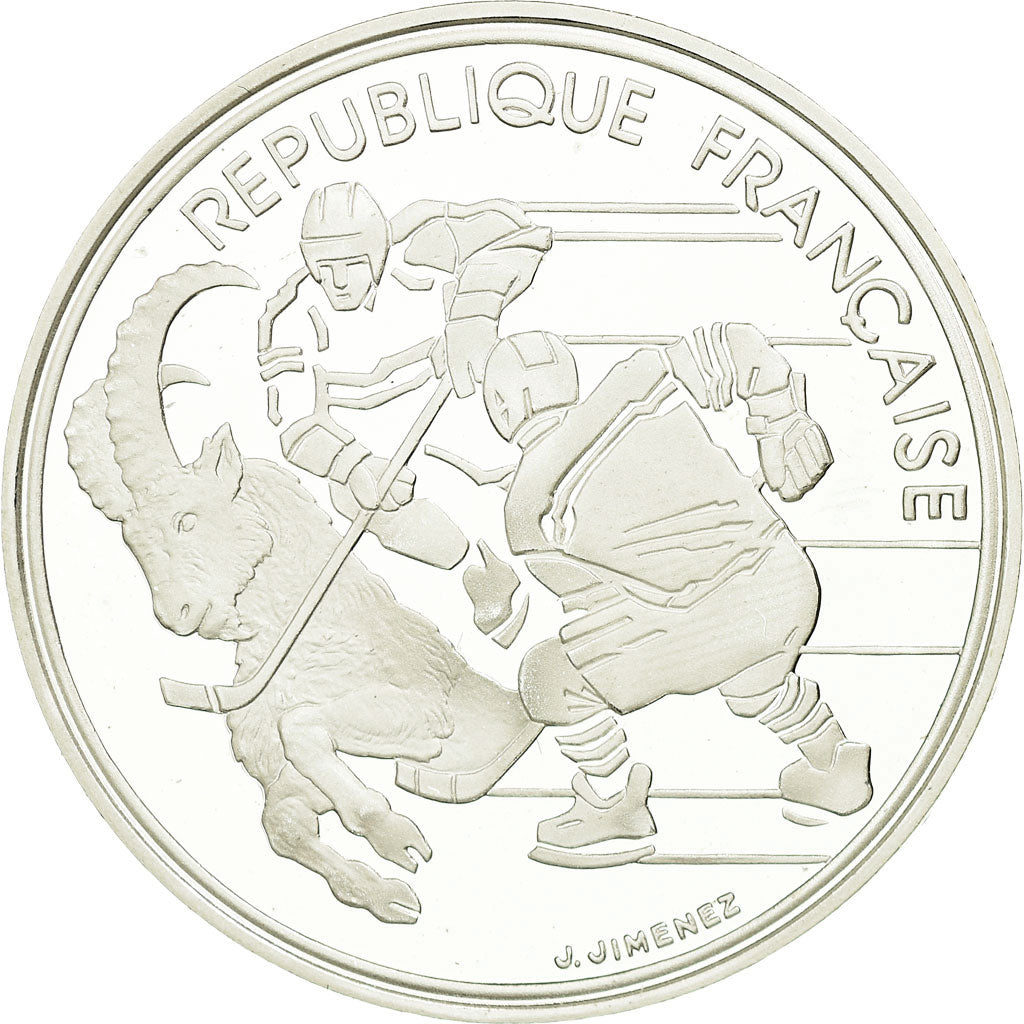 Munten, Frankrijk, Hockey players, 100 Francs, 1991, Albertville 92, FDC
