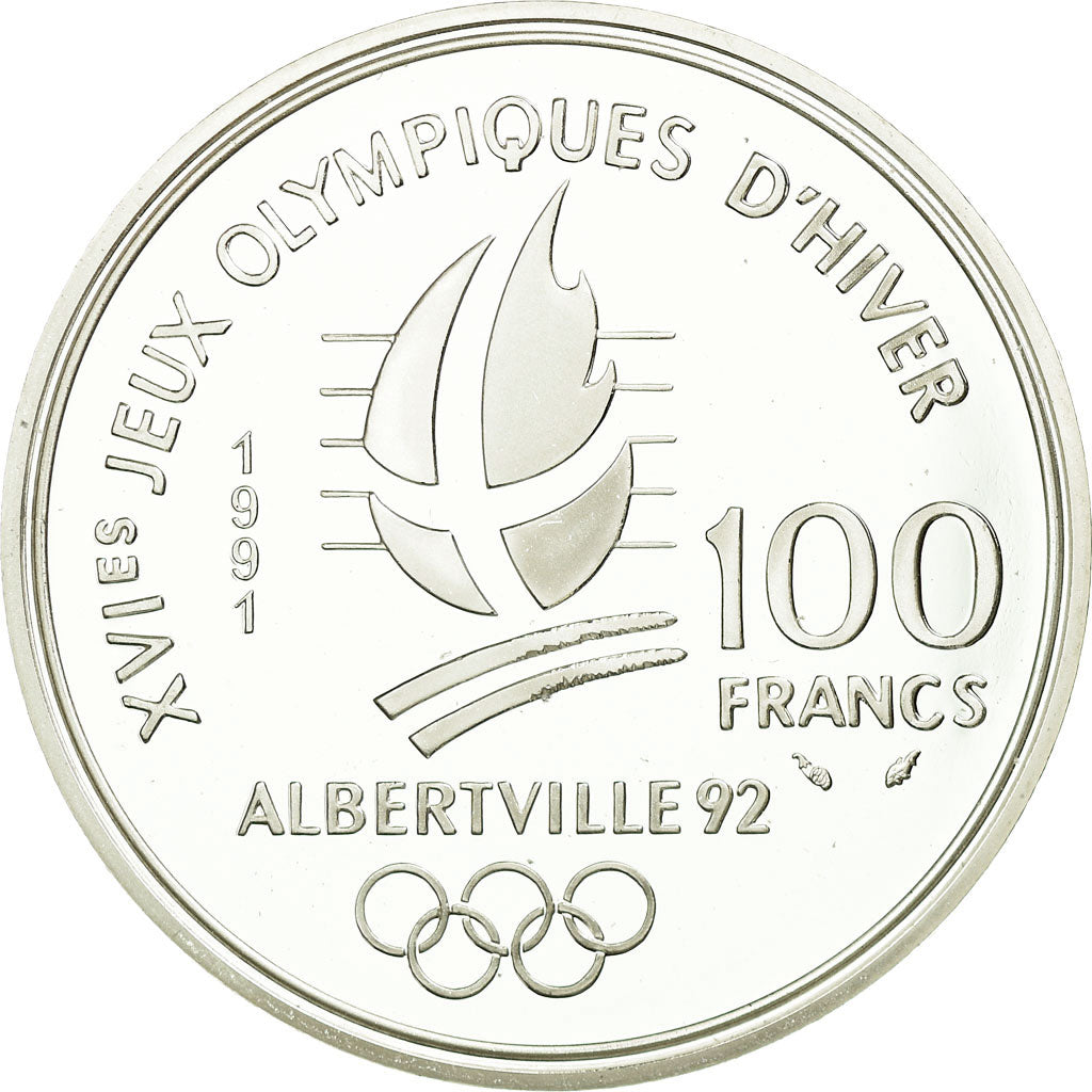 Munten, Frankrijk, Hockey players, 100 Francs, 1991, Albertville 92, FDC