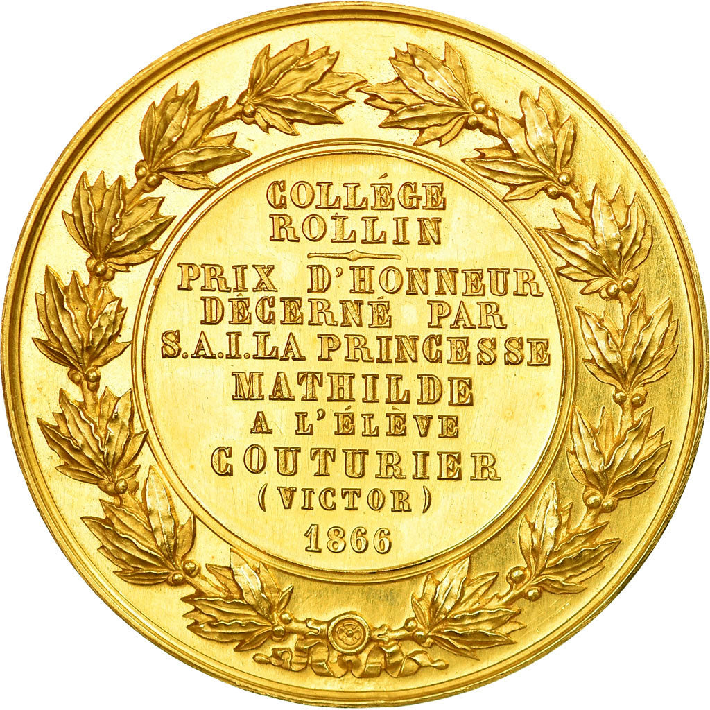 France, Médaille, Napoléon III, Prix offert par la Princesse Mathilde, 1866, Or