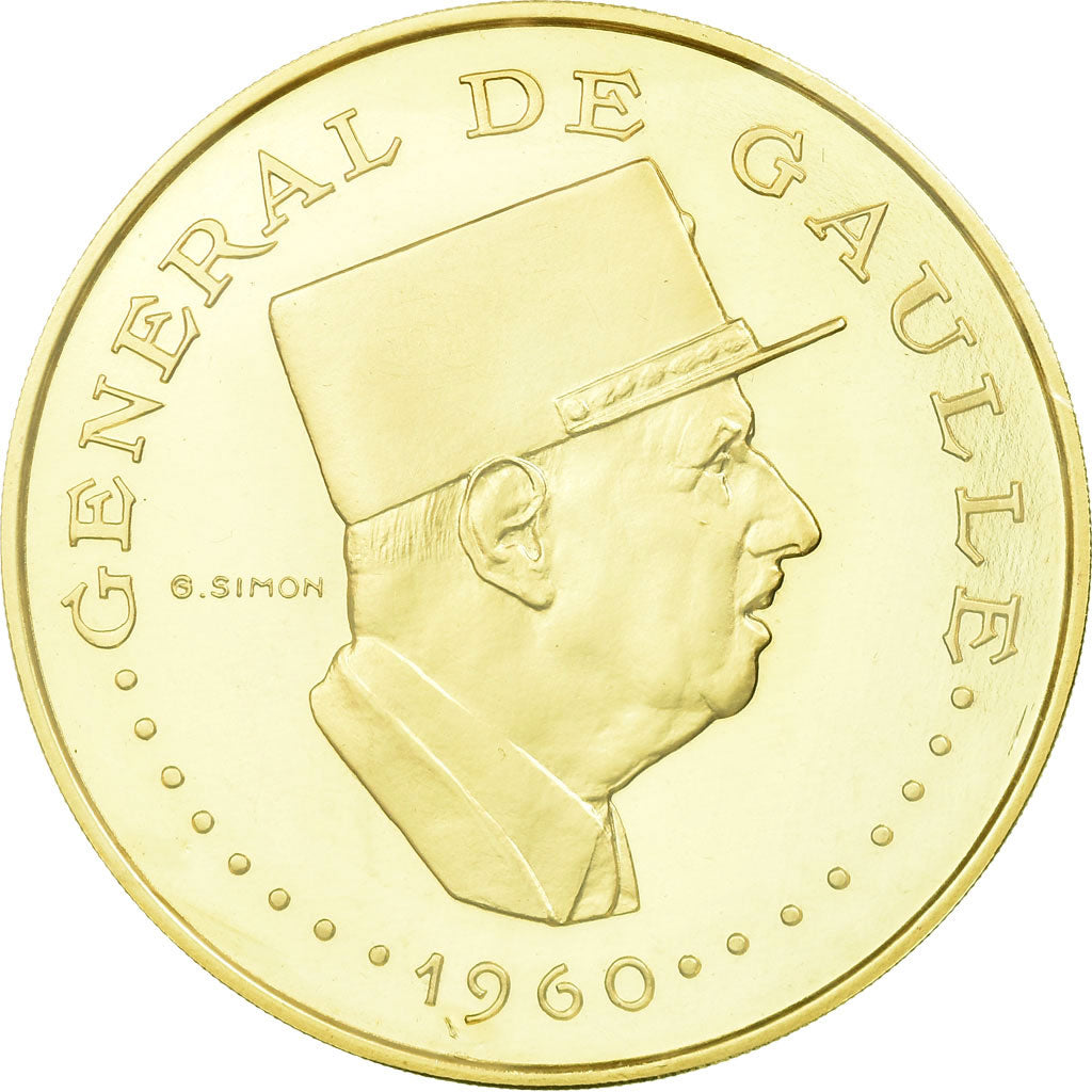 Coin, Chad, Général De Gaulle, 10000 Francs, 1960, MS(65-70), Gold, KM:11
