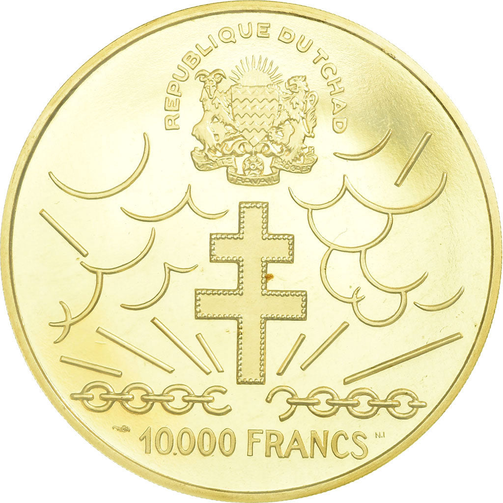 Coin, Chad, Général De Gaulle, 10000 Francs, 1960, MS(65-70), Gold, KM:11