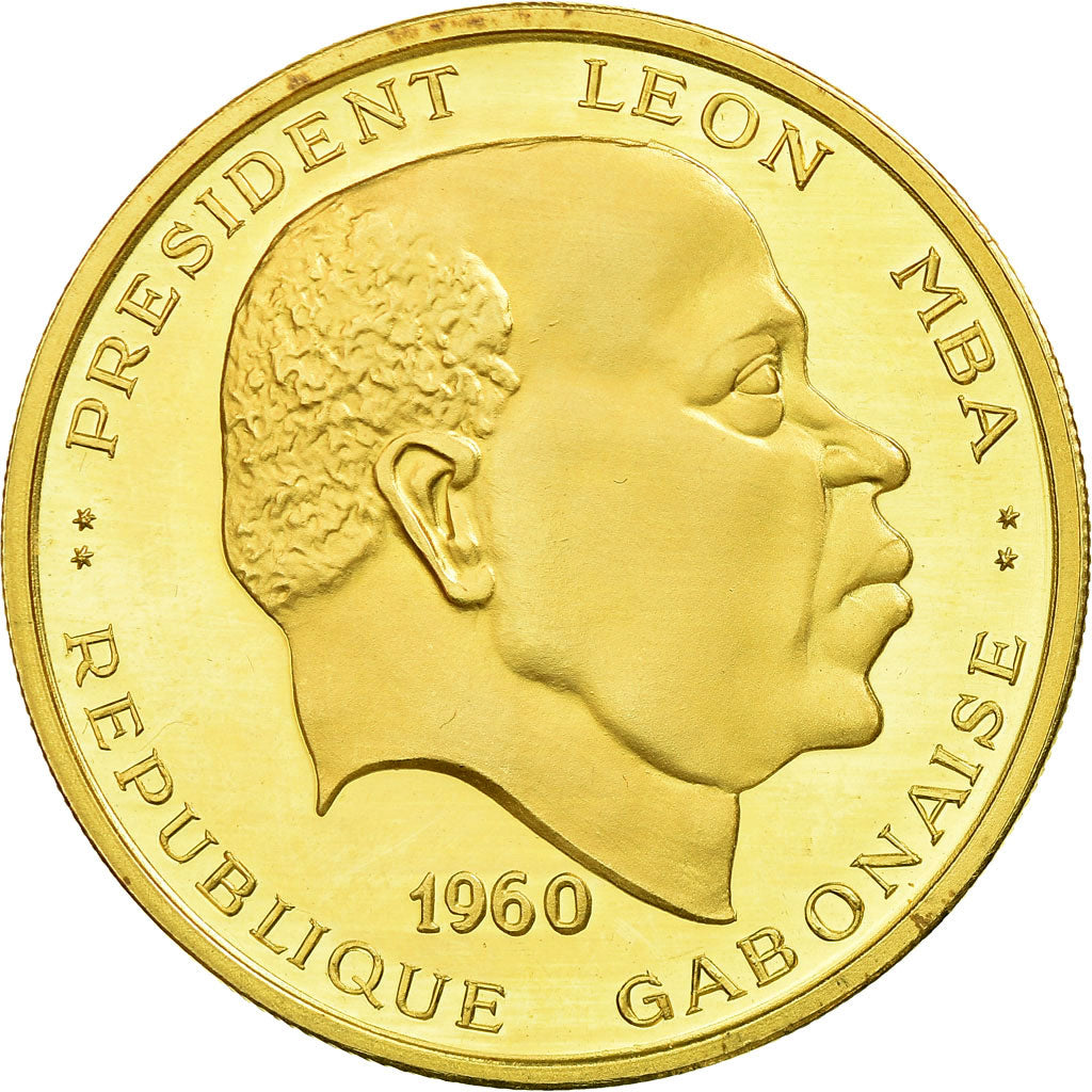 Moneda, Gabón, Léon Mba, 100 Francs, 1960, Paris, Proof, SC, Oro, KM:4