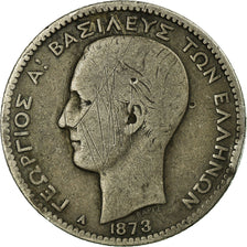 Monnaie, Grèce, George I, Drachma, 1873, Paris, B+, Argent, KM:38