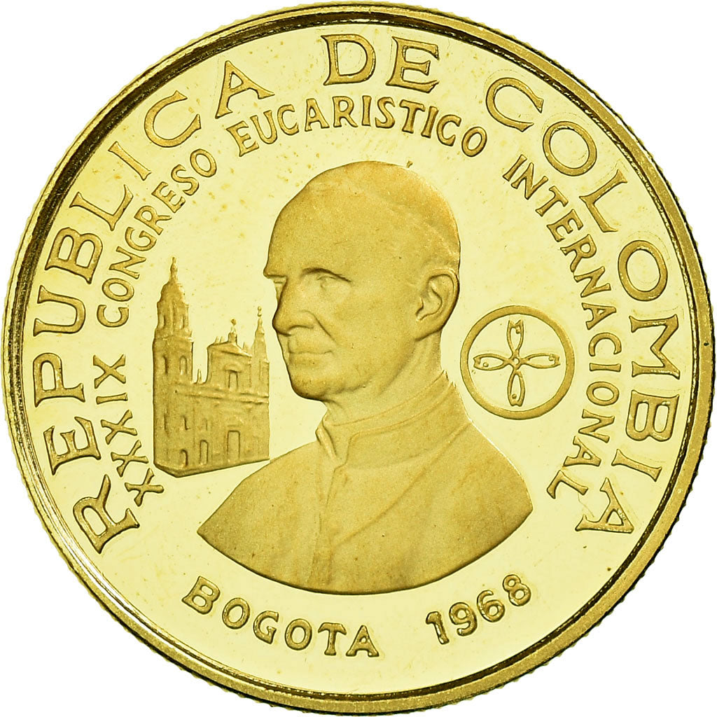 Coin, Colombia, 100 Pesos, 1968, Bogota, MS(63), Gold, KM:231