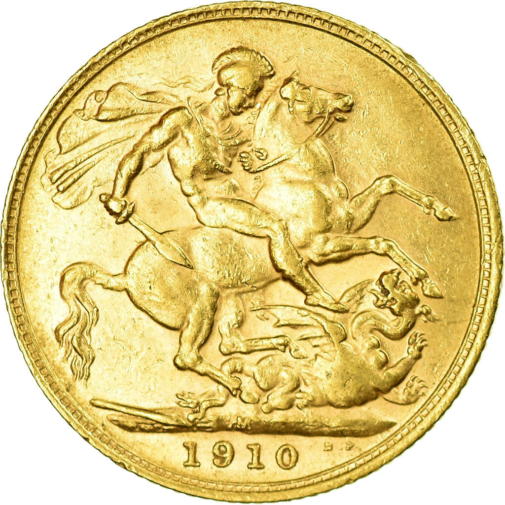 Moeda, Austrália, Edward VII, Sovereign, 1910, Melbourne, AU(50-53), Dourado