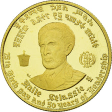 Moeda, Etiópia, Haile Selassie, 10 Dollars, 1966, MS(65-70), Dourado, KM:38