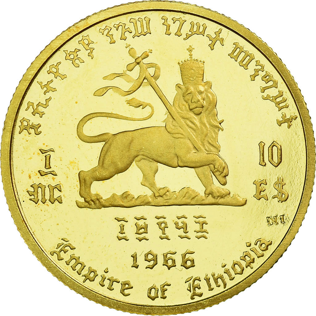 Coin, Ethiopia, Haile Selassie, 10 Dollars, 1966, MS(65-70), Gold, KM:38