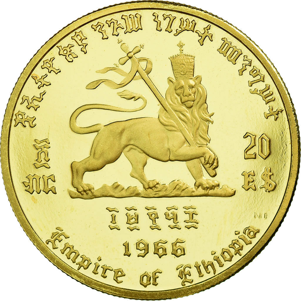 Coin, Ethiopia, Haile Selassie, 20 Dollars, 1966, MS(65-70), Gold, KM:39