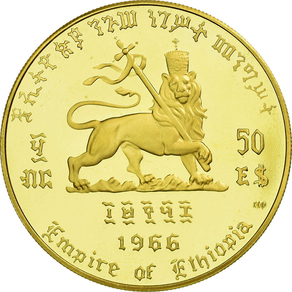 Coin, Ethiopia, Haile Selassie, 50 Dollars, 1966, MS(63), Gold, KM:40