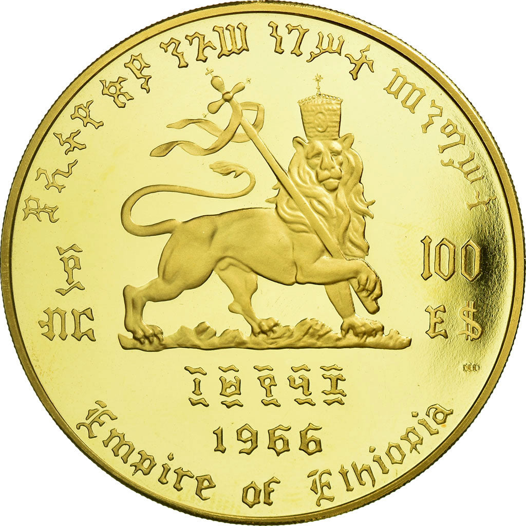 Coin, Ethiopia, Haile Selassie, 100 Dollars, 1966, MS(63), Gold, KM:41