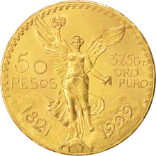 México, 50 Pesos, 1929, Mexico City, Oro, KM:481