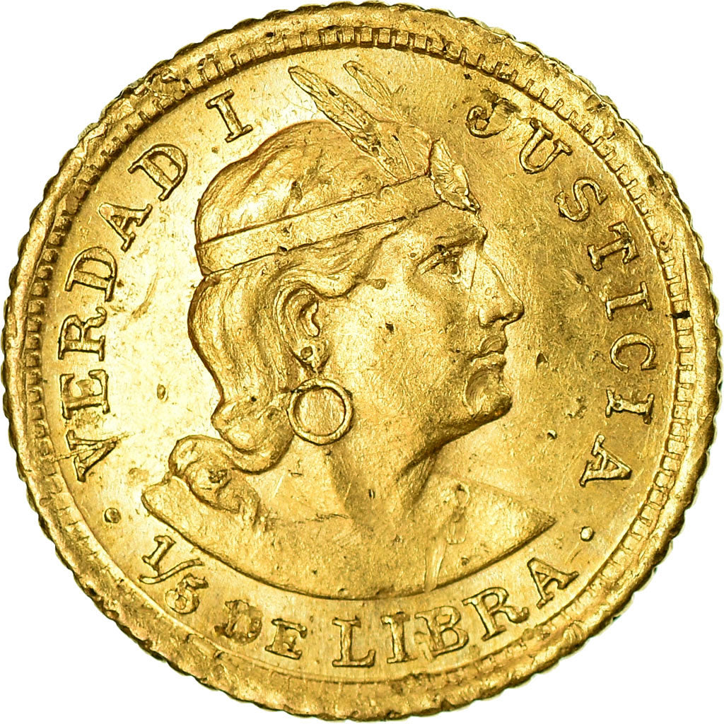 Coin, Peru, 1/5 Libra, Pound, 1961, Lima, AU(55-58), Gold, KM:210