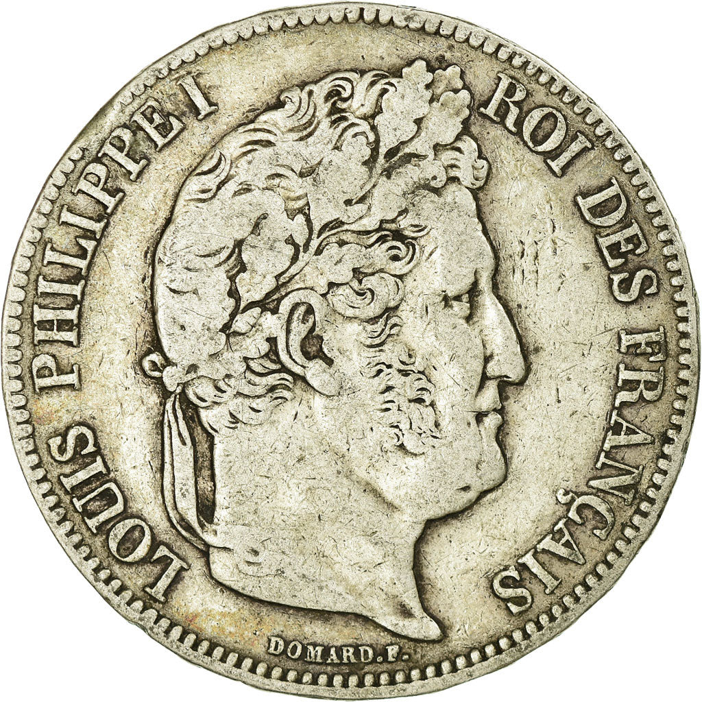 Moneta, Francia, Louis-Philippe, 5 Francs, 1838, Marseille, MB+, Argento