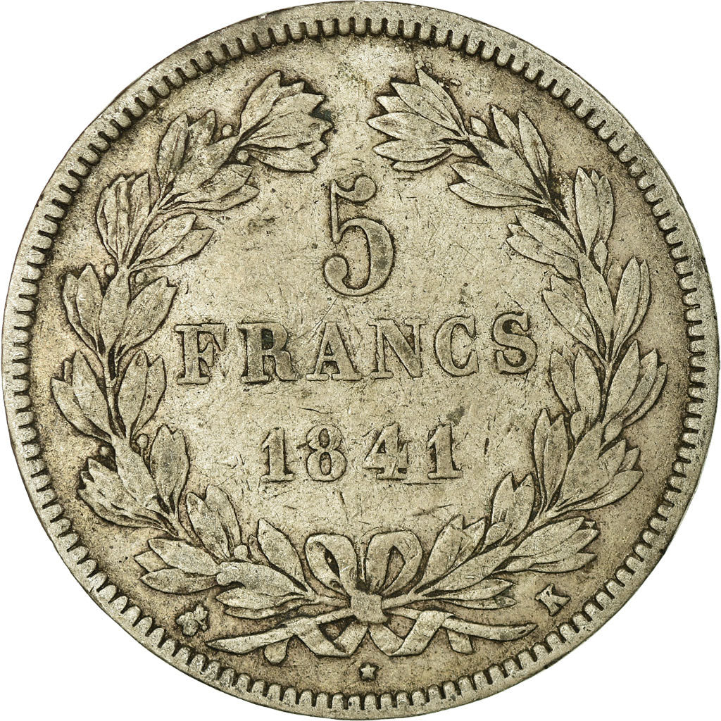 Coin, France, Louis-Philippe, 5 Francs, 1841, Bordeaux, VF(20-25), Silver
