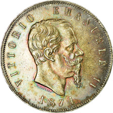 Coin, Italy, Vittorio Emanuele II, 5 Lire, 1874, Milan, AU(50-53), Silver
