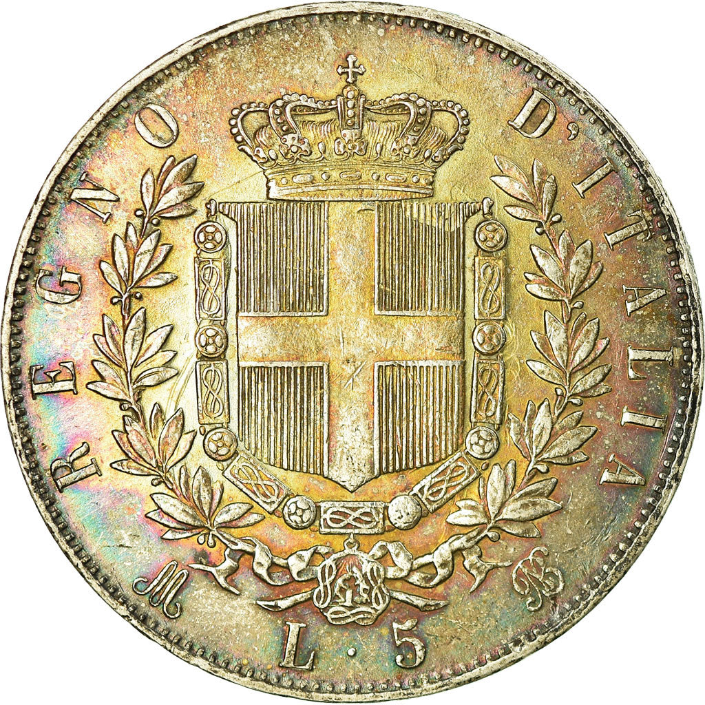 Coin, Italy, Vittorio Emanuele II, 5 Lire, 1874, Milan, AU(50-53), Silver