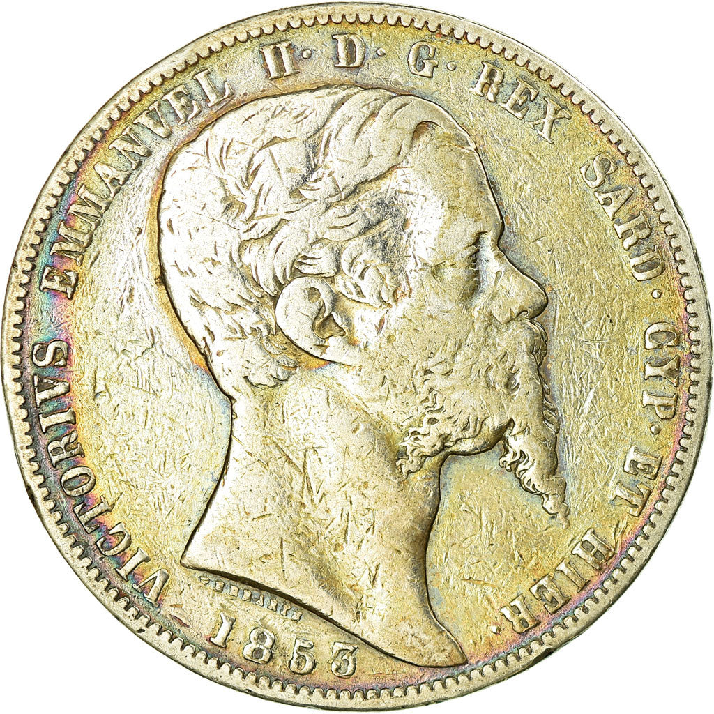 Coin, ITALIAN STATES, SARDINIA, Vittorio Emanuele II, 5 Lire, 1853, Genoa