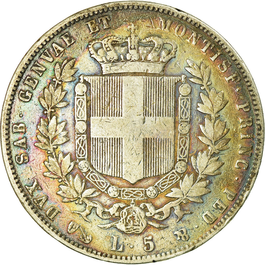 Coin, ITALIAN STATES, SARDINIA, Vittorio Emanuele II, 5 Lire, 1853, Genoa