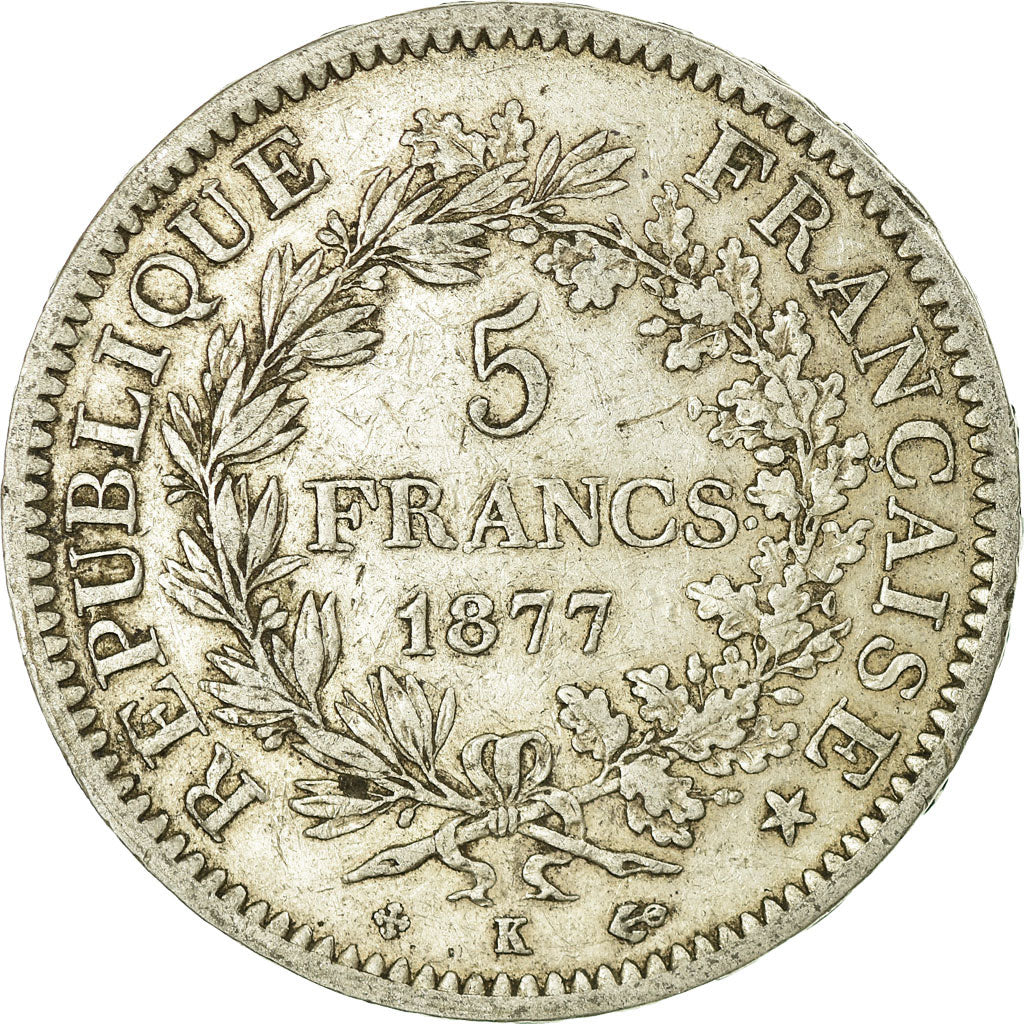Monnaie, France, Hercule, 5 Francs, 1877, Bordeaux, TTB, Argent, Gadoury:745a