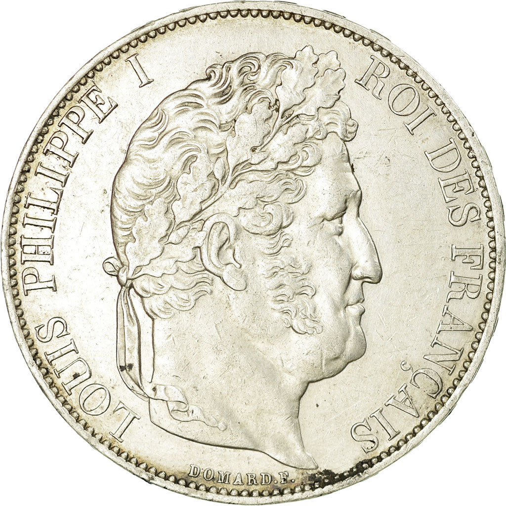 Coin, France, Louis-Philippe, 5 Francs, 1844, Rouen, AU(50-53), Silver