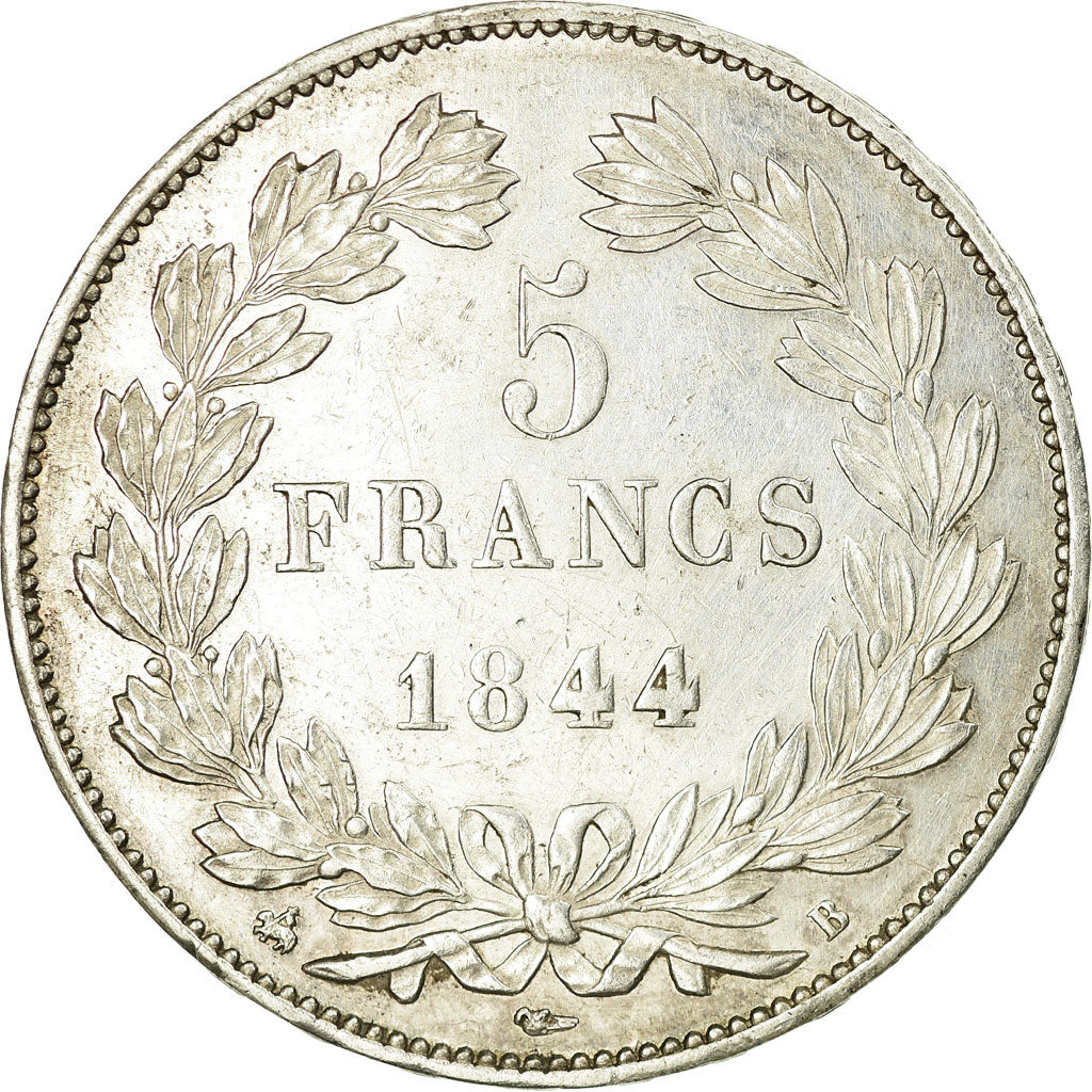 Coin, France, Louis-Philippe, 5 Francs, 1844, Rouen, AU(50-53), Silver