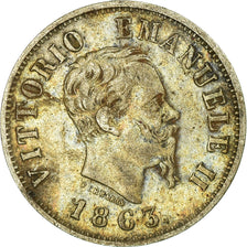 Coin, Italy, Vittorio Emanuele II, 50 Centesimi, 1863, Milan, EF(40-45), Silver