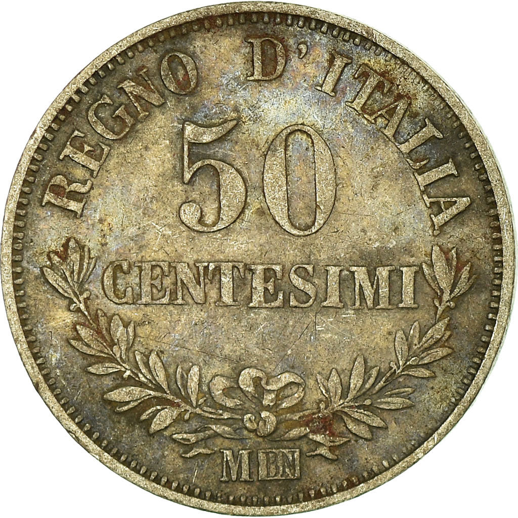 Coin, Italy, Vittorio Emanuele II, 50 Centesimi, 1863, Milan, EF(40-45), Silver