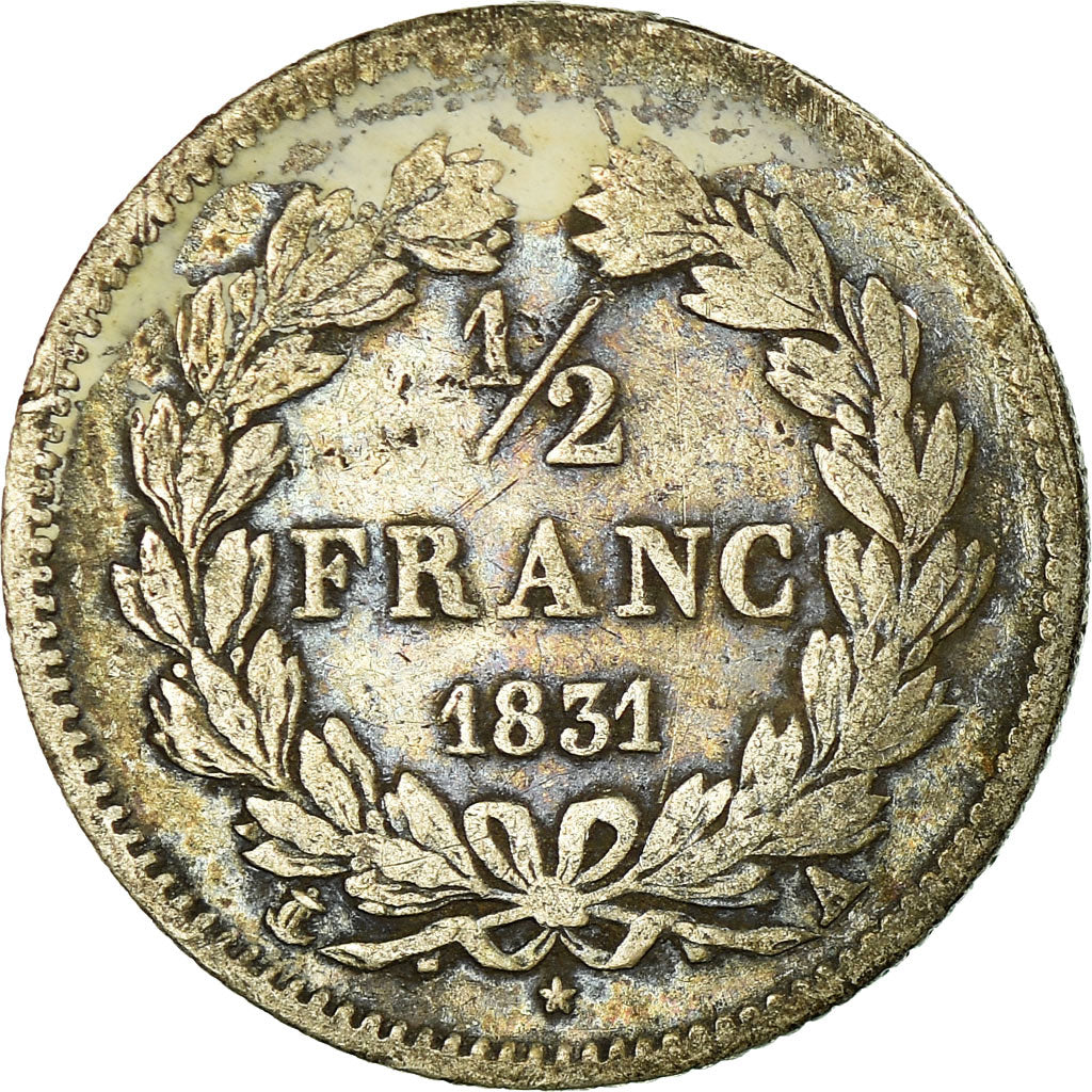 Munten, Frankrijk, Louis-Philippe, 1/2 Franc, 1831, Paris, FR, Zilver, KM:741.1