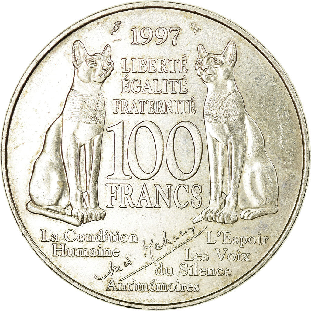 Moneda, Francia, André Malraux, 100 Francs, 1997, EBC, Plata, KM:1188
