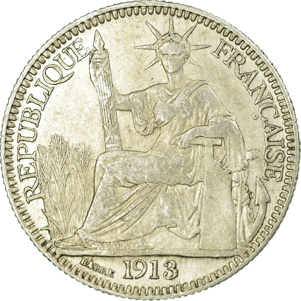 Coin, FRENCH INDO-CHINA, 10 Cents, 1913, Paris, EF(40-45), Silver, KM:9