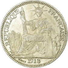 Coin, FRENCH INDO-CHINA, 10 Cents, 1913, Paris, EF(40-45), Silver, KM:9