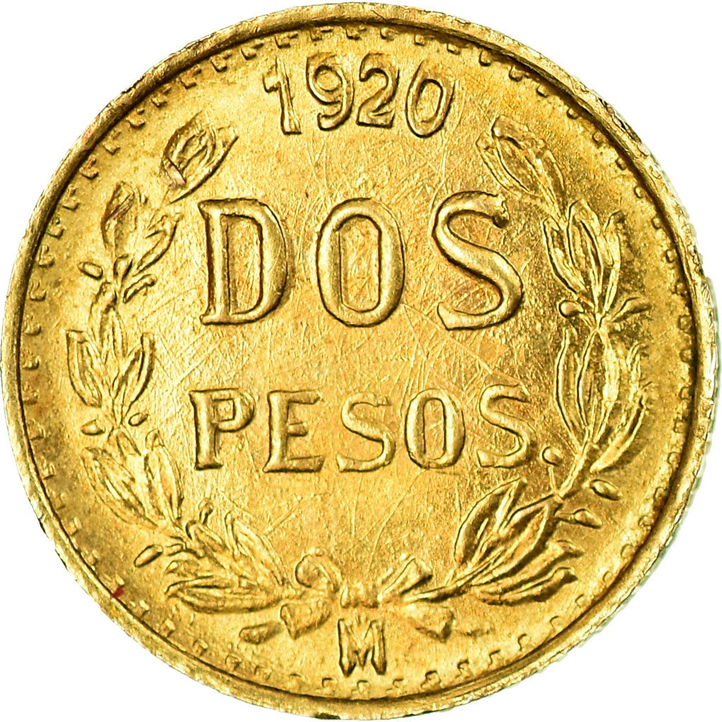 Moneta, Messico, 2 Pesos, 1920, Mexico City, BB+, Oro, KM:461