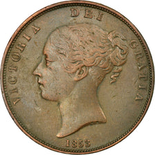 Coin, Great Britain, Victoria, Penny, 1853, EF(40-45), Copper, KM:739