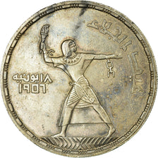 Coin, Egypt, 50 Piastres, 1956/AH1375, AU(50-53), Silver, KM:386
