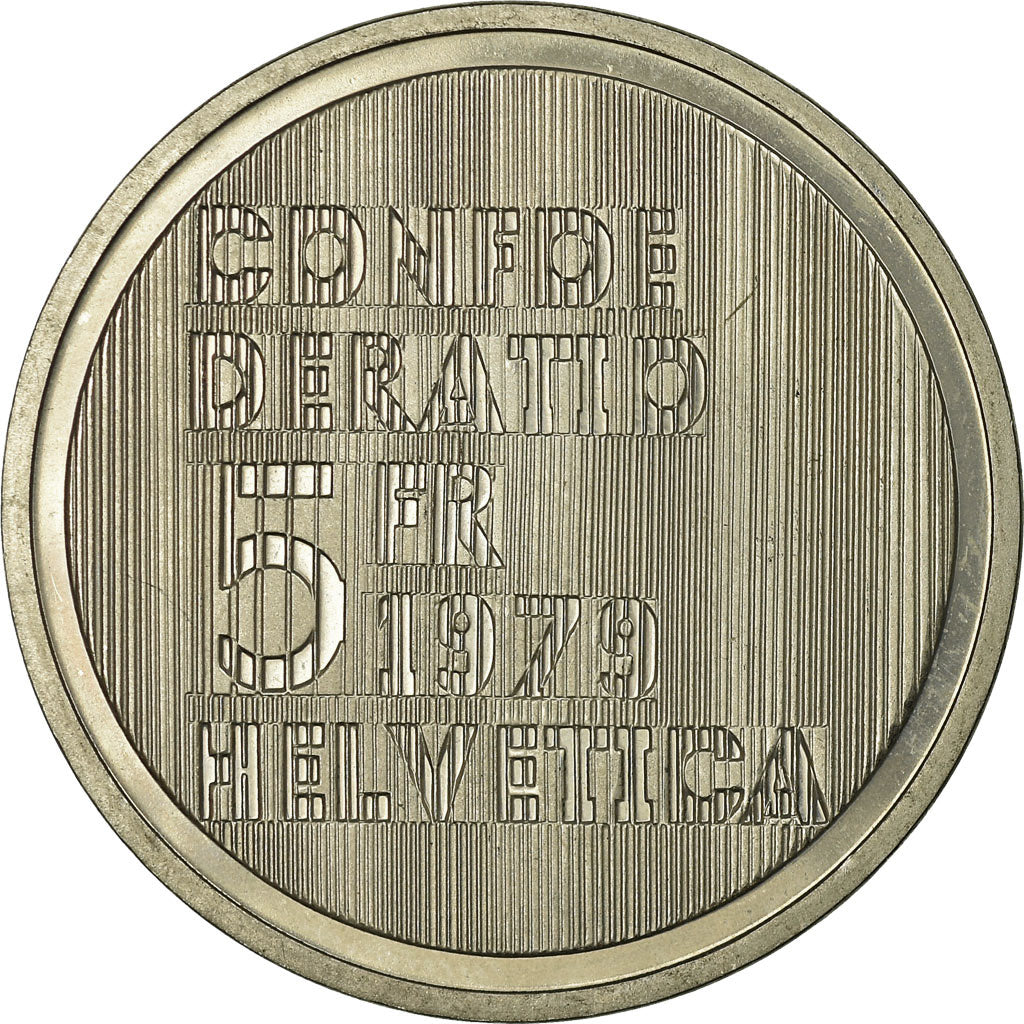 Münze, Schweiz, Einstein, 5 Francs, 1979, VZ+, Copper-nickel, KM:57