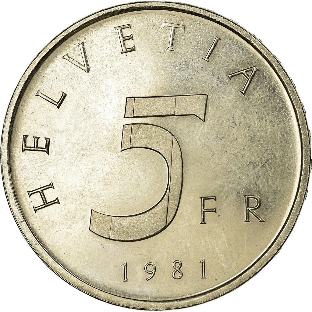 Coin, Switzerland, 5 Francs, 1981, Bern, AU(55-58), Copper-nickel, KM:60