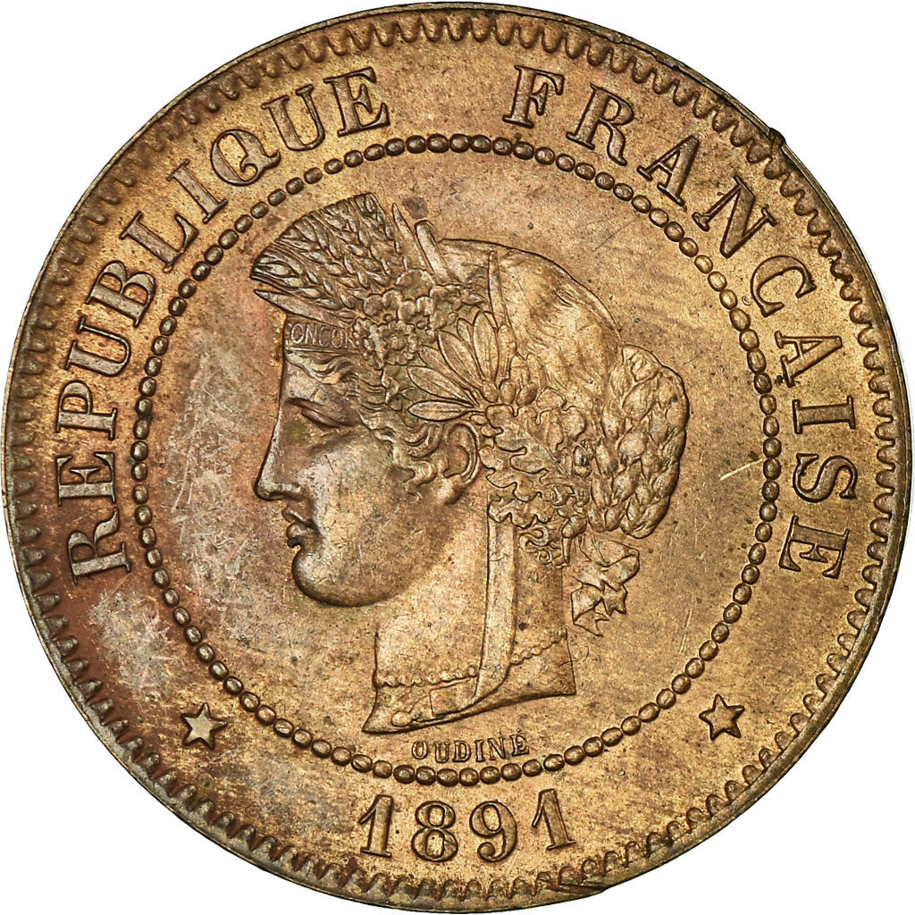 Moneta, Francia, Cérès, 5 Centimes, 1891, Paris, SPL-, Bronzo, KM:821.1