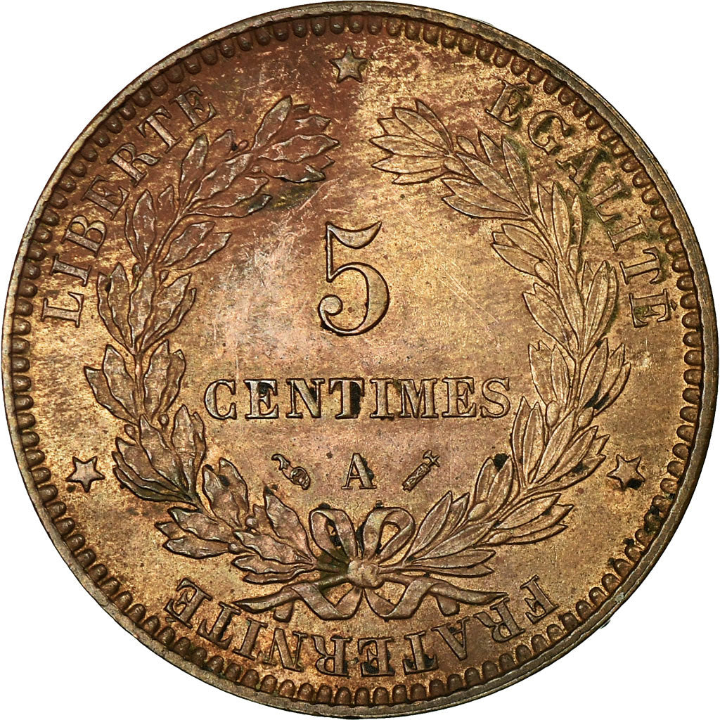 Moneta, Francia, Cérès, 5 Centimes, 1891, Paris, SPL-, Bronzo, KM:821.1