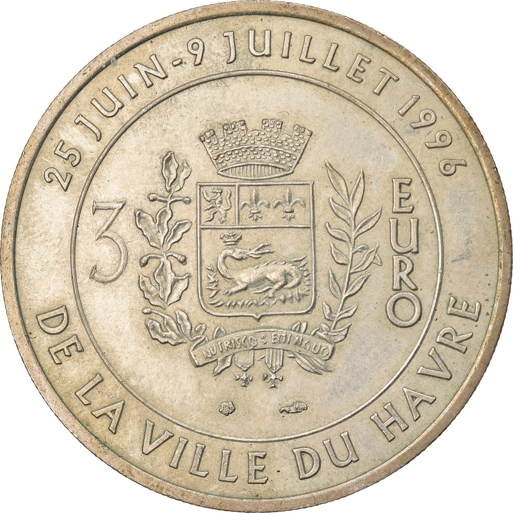 Francia, medaglia, 3 Euro Ville du Havre, Pont de Normandie, 1996, BB+