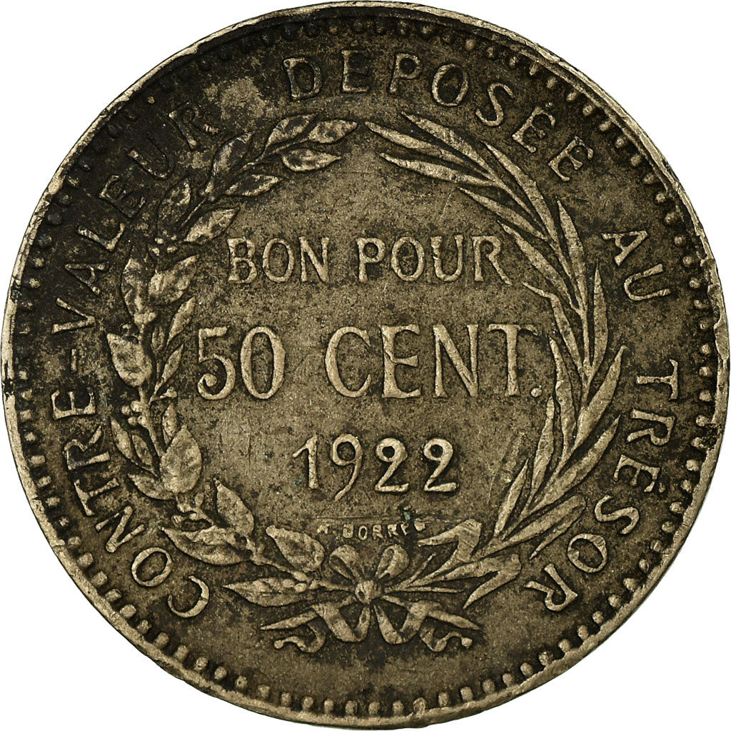 Coin, Martinique, 50 Centimes, 1922, EF(40-45), Copper-nickel, KM:40, Lecompte:8