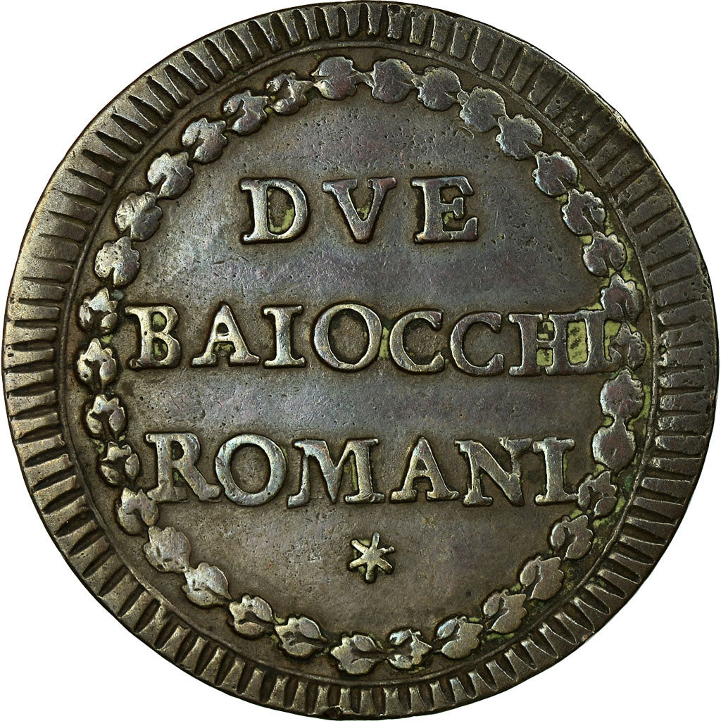 Monnaie, États italiens, PAPAL STATES, Pius VI, 2 Baiocchi, Muraiola, 1794
