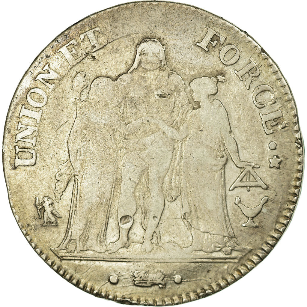 Münze, Frankreich, Union et Force, 5 Francs, AN 6, Bordeaux, SGE+, Silber