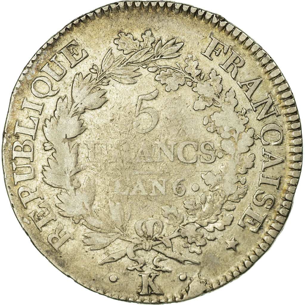 Münze, Frankreich, Union et Force, 5 Francs, AN 6, Bordeaux, SGE+, Silber