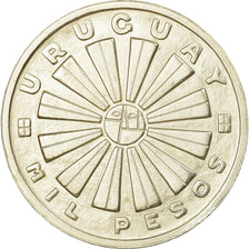 Moneda, Uruguay, 'So' mintmark also appears on edge., 1000 Pesos, 1969