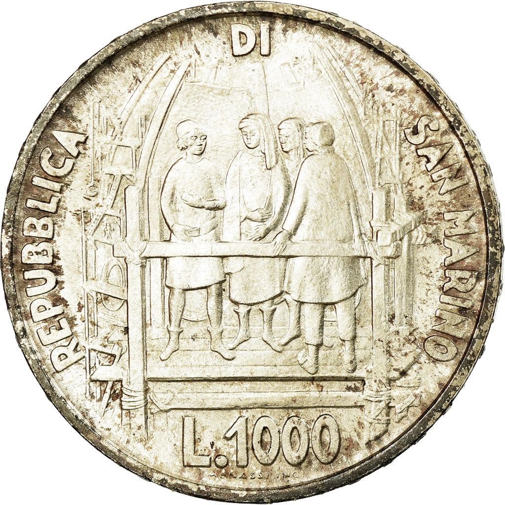 Coin, San Marino, 1000 Lire, 1977, Rome, AU(55-58), Silver, KM:72