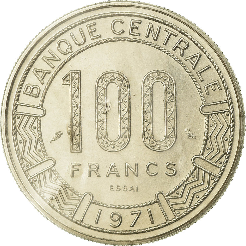 Coin, Chad, 100 Francs, 1971, Paris, ESSAI, MS(65-70), Nickel, KM:E3