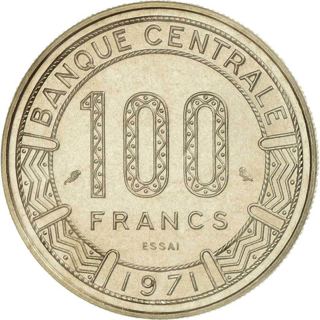 Coin, Central African Republic, 100 Francs, 1971, Paris, ESSAI, MS(65-70)
