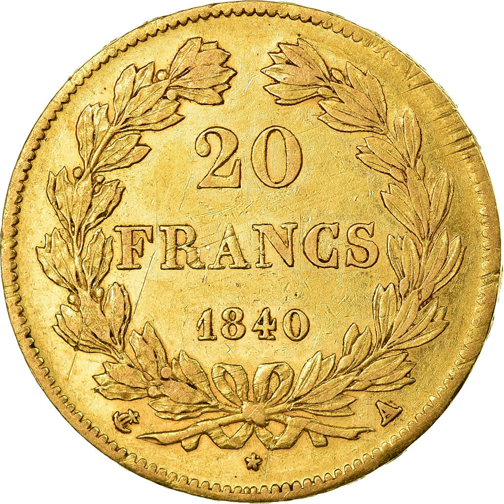 Coin, France, Louis-Philippe, 20 Francs, 1840, Paris, EF(40-45), Gold, KM:750.1
