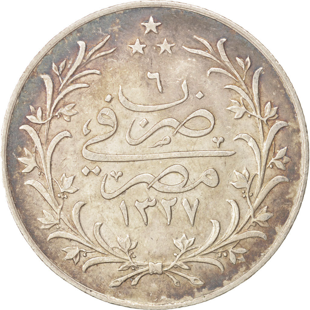 Egypt, Muhammad V, 10 Qirsh, 1913, Silver, KM:309